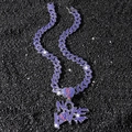 Chaîne cubaine hip-hop avec strass bleus et pendentif cœur brisé NO LOVE - Lettres Coeur Argent (Avec Chaîne)