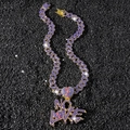 Chaîne cubaine hip hop avec pendentif cœur brisé NO LOVE serti de diamants bleus - Lettres Coeur Or (Avec Chaîne)
