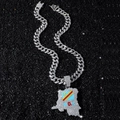 Collana da uomo con catena cubana e ciondolo mappa del Congo con bandiera R.D.C. - Collana Mappa RDC (Con Catena Cubana 50cm) / Argento