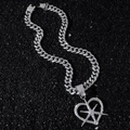 Collana da uomo hip hop catena cubana con grande ciondolo a cuore in strass - Catena Longxu Cuore Traforato (50cm) / Argento