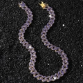 Heren hiphop ketting van goud met blauwe strassteentjes en cubaanse schakels - 45cm / Goud