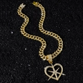 Collana a catena cubana dorata con ciondolo a cuore e brillanti stile hip hop - Catena Longxu Cuore Traforato (50cm) / Oro