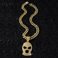 Collana hip-hop placcata oro con catena cubana e pendente a passamontagna ghiacciato - Collana Ciondolo Passamontagna / Oro