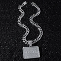 Collier hip hop pour homme en argent avec chaîne cubaine et pendentif CUSTOM serti - Avec Style de Chaîne / Style Argent