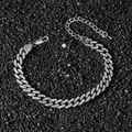 Tobillera de cadena cubana con diamantes para mujer con cierre de langosta y extensión - Plateado