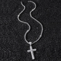 Ciondolo a croce hip hop con zirconi su collana a catena tennis in finitura argento - Set Collana Croce / Argento