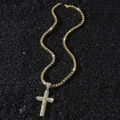 Collana hip hop con pendente a croce dorata e catena tennis con zirconi per uomo - Set Collana Croce / Oro