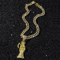 Collana da uomo hip hop in oro con catena cubana e ciondolo Santa Muerte con diamanti - Oro (Figura Santa Muerte) - Con Catena