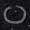Bracciale cubano da donna largo 9mm con diamanti incastonati in stile hip hop - 20.5 cm / Bracciale / Argento