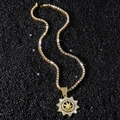 Iced out tennisketting met roterende cannabisblad zonnebloem hanger in goudkleur - Roterend Blad Hanger Met 50cm Tennisketting / Goud