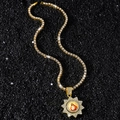 Iced Out Tennis Kette mit rotierendem Jesus Christus Sonnenanhänger in Goldoptik - Gold (Rotierendes Porträt) Mit 50cm Tennis-Kette