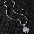 Collana tennis argento da uomo con ciondolo a croce rotante e zirconi incastonati - Argento (Croce Rotante) - Con Catena Tennis 50cm