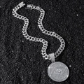 Collana cubana hip hop con ciondolo rotondo occhio del diavolo su sfondo di pietre nere - Collana Con Ciondolo / Argento (Occhio del Diavolo Rotondo) Con Catena