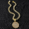 Collana a catena cubana hip hop dorata con grande ciondolo tondo occhio del diavolo ghiacciato - Collana Con Ciondolo / Oro (Occhio del Diavolo Rotondo) Con Catena