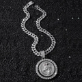 Collana a maglia cubana argento con ciondolo rotante a forma di falce della morte - Argento (Triste Mietitore Rotante) Con Catena 50cm