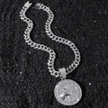 Collana hip hop da uomo in argento con ciondolo testa di capra e catena cubana ghiacciata - Set collana d'argento