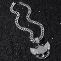Iced-Out Hip-Hop-Halskette mit großem Flügel-Anker-Anhänger an einer silbernen kubanischen Kette - Silberflügel-Anker-Anhänger-Halskette (Mit 50cm Kette)