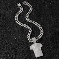 Iced out Silber-Cuban-Kette mit BADDEST 7 Trikot-Anhänger im trendigen Hip-Hop-Stil - Trikotanhänger Mit 50cm Kette / Silber