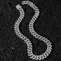 Collana hip hop da uomo 14mm con diamanti a rombi a catena cubana su sfondo di sabbia nera - Collana (45 cm) / Argento