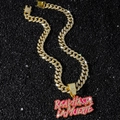 Collana cubana dorata con ciondolo Real Hasta La Muerte e zirconi stile hip hop - Set di collane / Oro