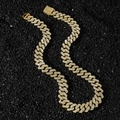 Collana cubana da uomo 14mm placcata in oro con zirconi lucidi e chiusura stile hip hop - Collana (45 cm) / Oro