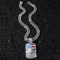 Collar de estilo hip hop con colgante de águila y bandera americana de circonitas - Con Cadena (50cm) / Plateado (Águila Bandera)