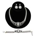 Set gioielli testa di leone argento con smalto nero collana bracciale e orecchini - Trio di Gioielli Testa di Leone (Orecchini Collana Bracciale) / Argento