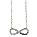 Collar infinito de plata con diamantes de imitación y grabado Believe en blanco - Plateado