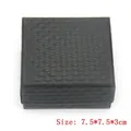 Detail view of square black jewelry box with diamond embossed texture measuring 7.5x7.5x3cm - Black (Small) - Square 7.5*7.5*3.5cm