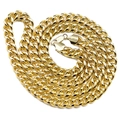 Collar de cadena de eslabones cubanos dorados pulidos con cierre de mosquetón en blanco - Cuban Link 80cm / Dorado
