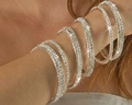 Elegante meerlaagse verzilverde armbandenset met sprankelende kristallen voor dames - Zilver
