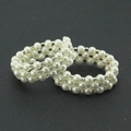Exquisite layered pearl bracelet set with sparkling rhinestone spacers on black surface - Silver Style Four