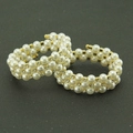 Exquisite three-row pearl multilayer stretch bracelet with sparkling crystal rhinestones - Gold Style Four