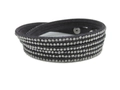 Detail of dark grey suede multi-layer wrap bracelet with rhinestones and metal snaps - Dark Gray