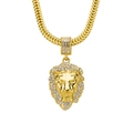 Collana con ciondolo testa di leone e strass con catena Franco in finitura dorata - Testa di Leone Strass Oro (Catena a Serpente)