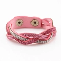 Bracciale multistrato rosa intrecciato con strass scintillanti e bottoni a pressione - Rosa
