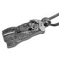 Detailed view of hip hop Jesus pendant with cubic zirconia on a rope chain necklace - Snake Chain 90cm / Jesus Head (Gun Black)