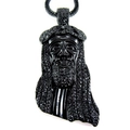 Close-up of hip-hop Jesus pendant in black plating with sparkling black micro-pave stones - Snake Chain 90cm / Jesus Head (Electric Black)