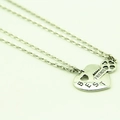 Zilveren Best Friends puzzelketting met hart- en sleutelhanger voor koppels - Hart en Sleutel Puzzel Set (BEST FRIENDS) / Antiek Zilver