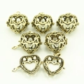 Ciondolo medaglione cuore traforato vintage con design apribile per gioielli fai-da-te - YJ6-1001 / Oro Antico