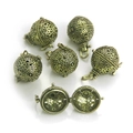 Vintage bronze hollow flower ball pendants showing opening mechanism for DIY jewelry - Antique Bronze