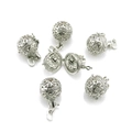 Silver vintage hollow essential oil diffuser pendants with sparkling crystals set - YJ6-1004 / Silver