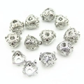 Hollow heart locket pendant with openable design in silver finish for DIY jewelry - Heart Hollow Locket (YJ6-1063) / Silver