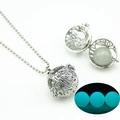 Collana con pendente albero della vita luminoso con perla blu e catena a sfere - Stile Albero della Vita Luminosa Blu (YJ10-6183蓝光) / Argento Antico