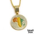 Kleine gouden ketting met Afrika kaart hanger, driekleurig emaille en kristallen - Kleine Afrika Kaart (MY10-5332) / Boxketting 76cm / Goud