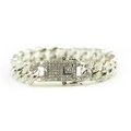 12mm silbernes Iced Out Cuban Link Armband mit glitzernden Strasssteinen im Hip Hop Stil - Silber