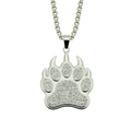 Collana hip hop con ciondolo a zampa di animale con cristalli e catena a maglia quadra - Catena a scatola 0.3*75cm / Argento