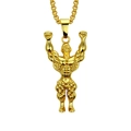 Colgante de culturista dorado en cadena de caja para estilo de moda hip-hop masculino - Hombre Musculoso (YJ10-5375) / Cadena de Caja (76cm) / Dorado
