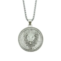 Collana con medaglione testa di leone hip hop con finitura argento e cristalli lucidi - Catena veneziana / Argento