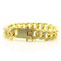Hip-Hop Cuban Link Armband in Gold-Finish mit funkelnden eisigen Strasssteinen besetzt - Gold